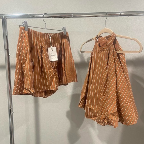 C/MEO Collective Brown Striped Top + Skort Set - Picture 5 of 6
